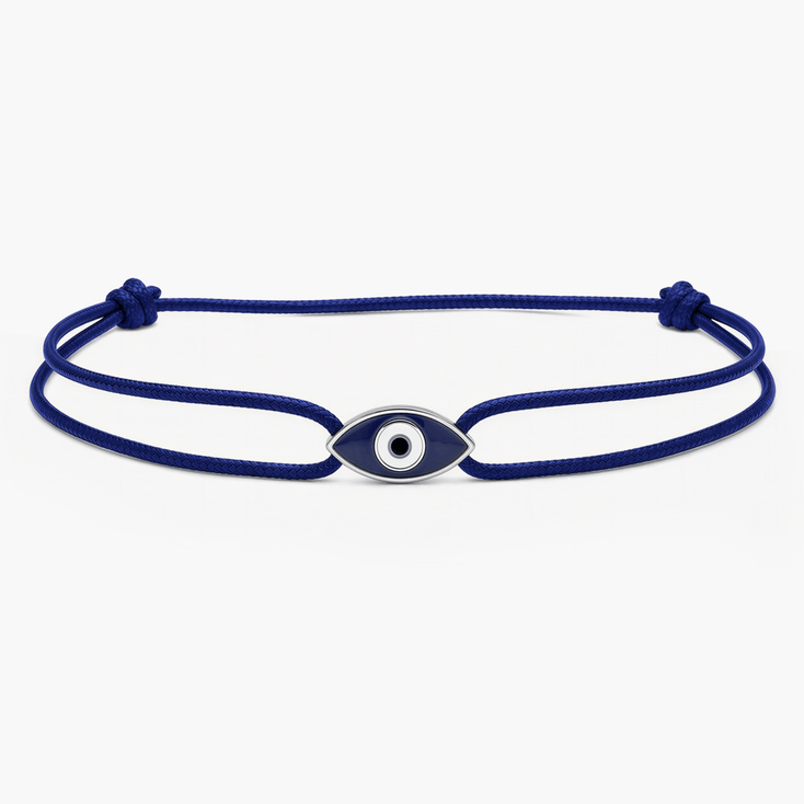 String Bracelet With Evil Eye Charm (Dark Blue)-Bracelet-Kompsós