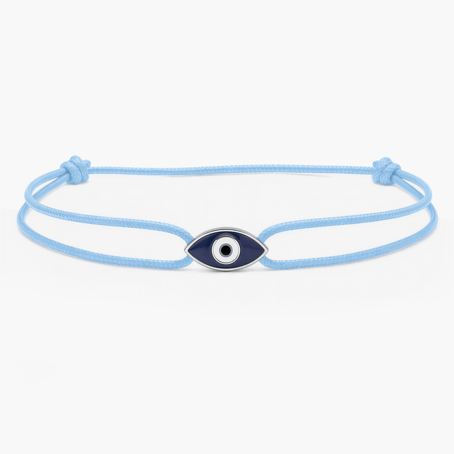 String Bracelet With Evil Eye Charm (Light Blue)-Bracelet-Kompsós