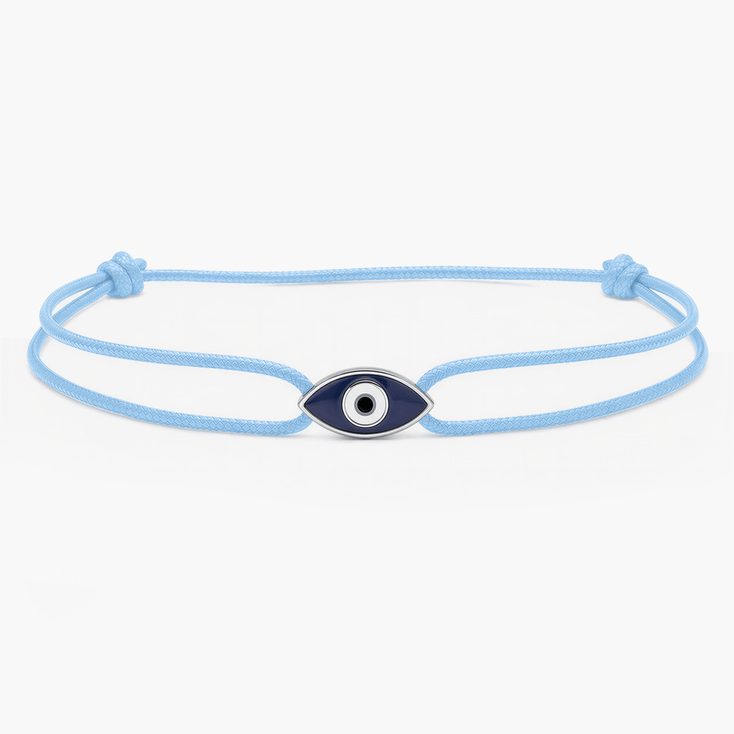 String Bracelet With Evil Eye Charm (Light Blue)-Bracelet-Kompsós