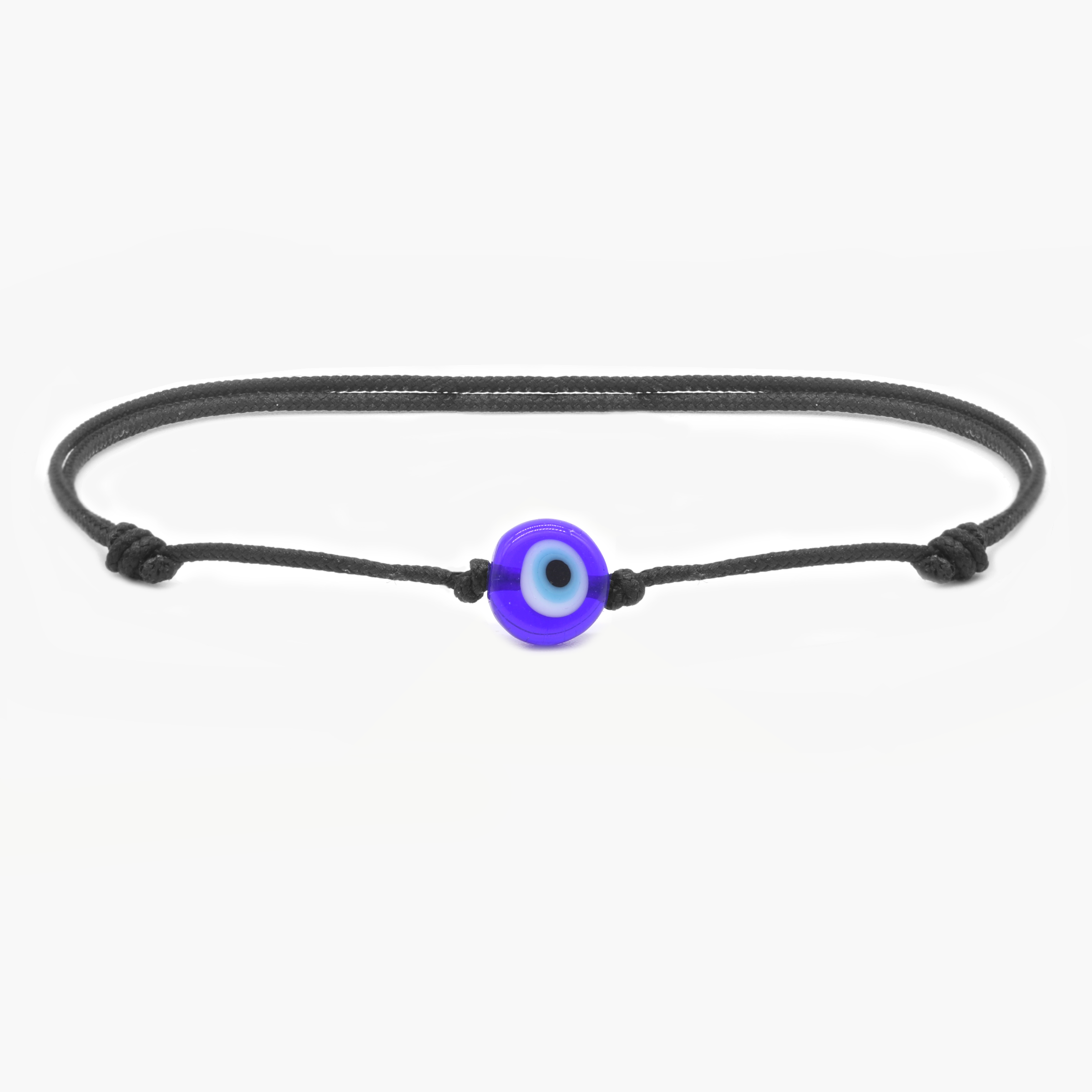 String Bracelet With Evil Eye Glass Bead (Black)-Bracelet-Kompsós