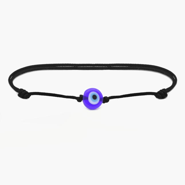 String Bracelet With Evil Eye Glass Bead (Black)-Bracelet-Kompsós
