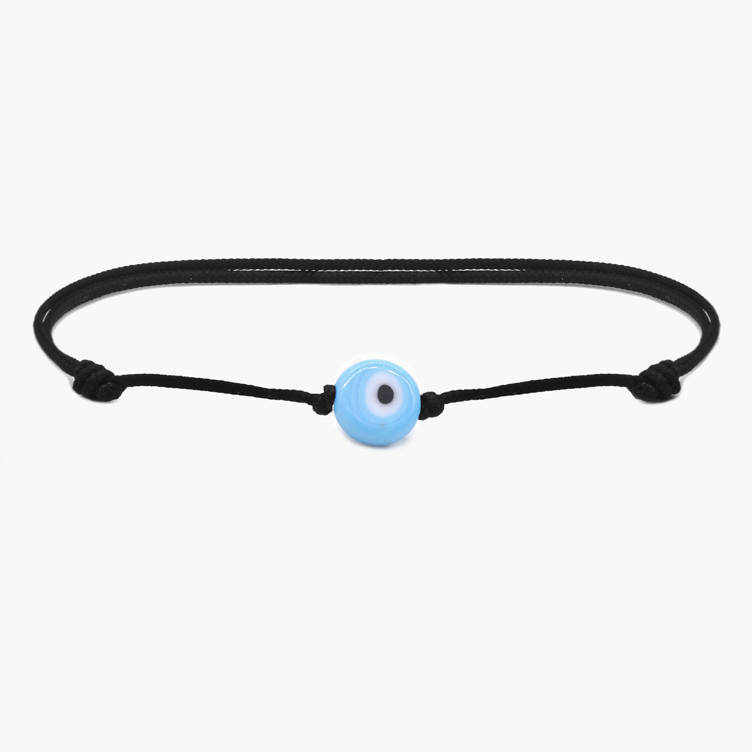 String Bracelet With Evil Eye Glass Bead (Black)-Bracelet-Kompsós