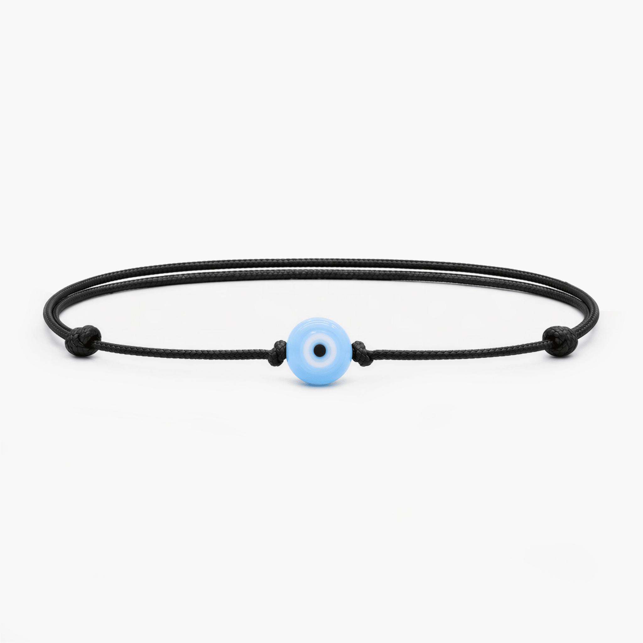 String Bracelet With Evil Eye Glass Bead (Black)-Bracelet-Kompsós