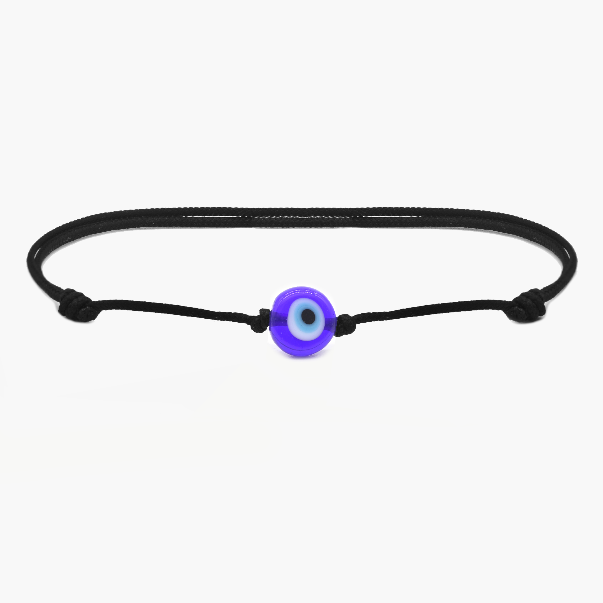 String Bracelet With Evil Eye Glass Bead (Black)-Bracelet-Kompsós