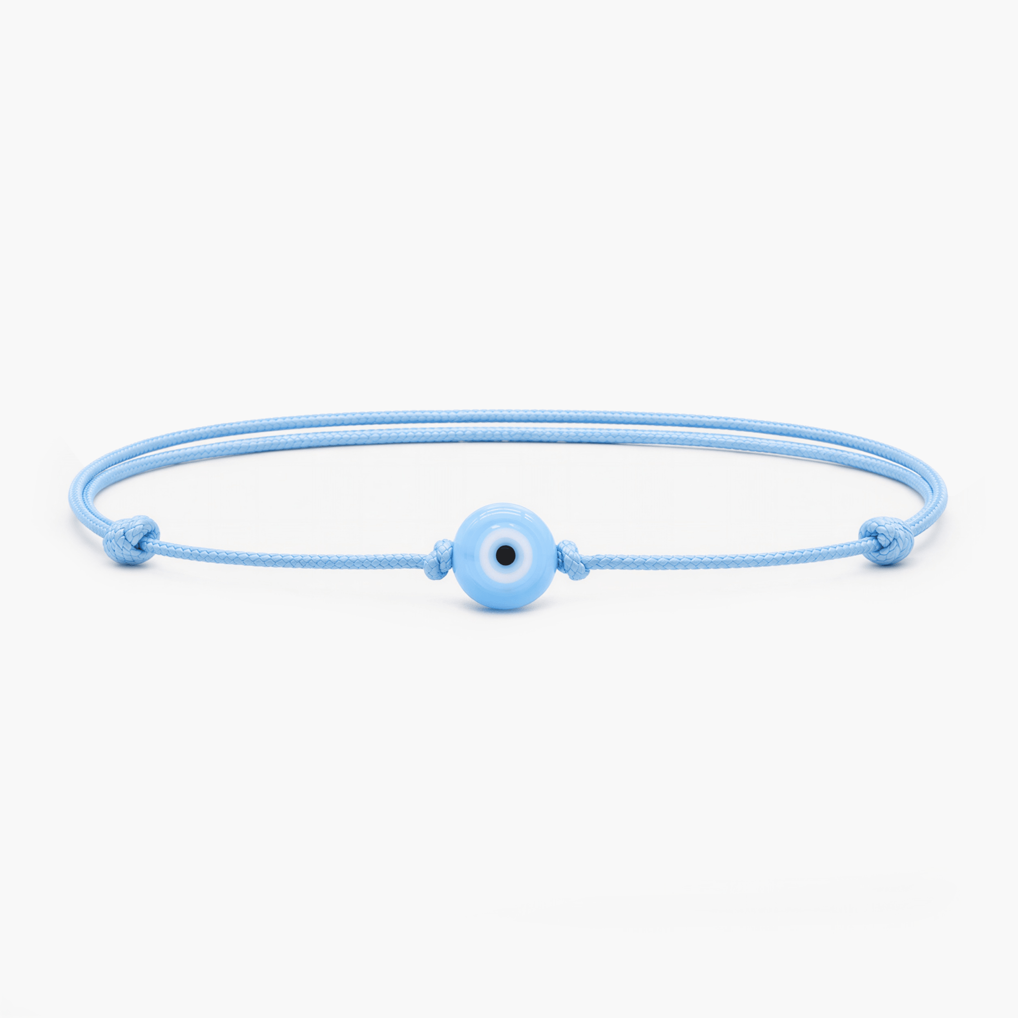 String Bracelet With Evil Eye Glass Bead (Light Blue)-Bracelet-Kompsós