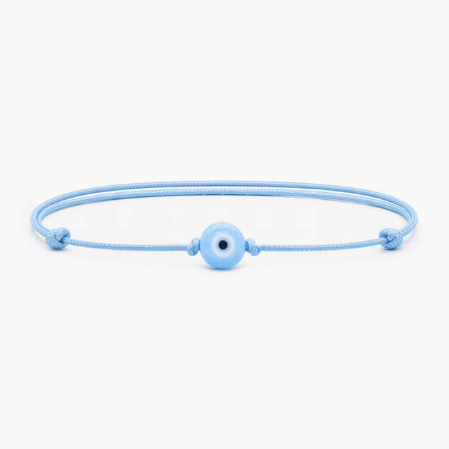 String Bracelet With Evil Eye Glass Bead (Light Blue)-Bracelet-Kompsós