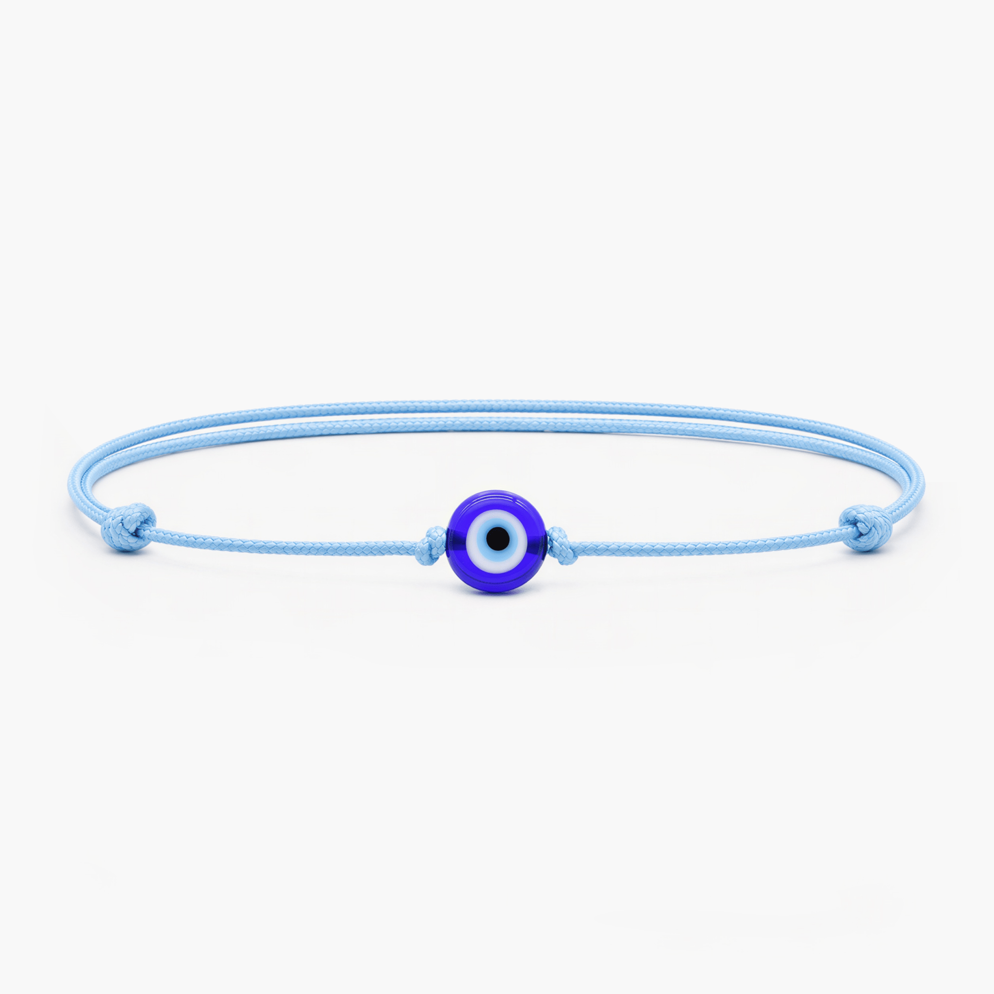 String Bracelet With Evil Eye Glass Bead (Light Blue)-Bracelet-Kompsós