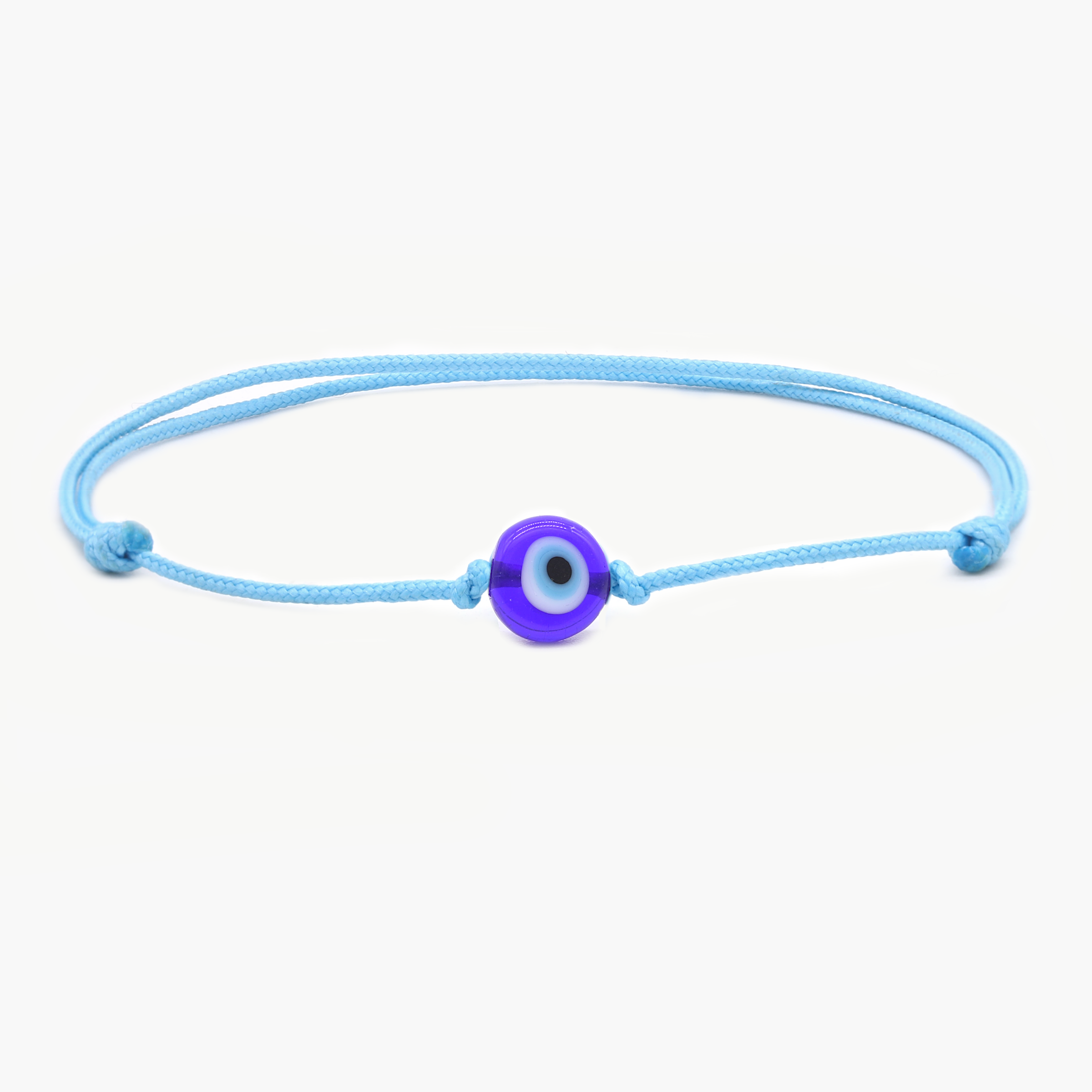 String Bracelet With Evil Eye Glass Bead (Light Blue)-Bracelet-Kompsós