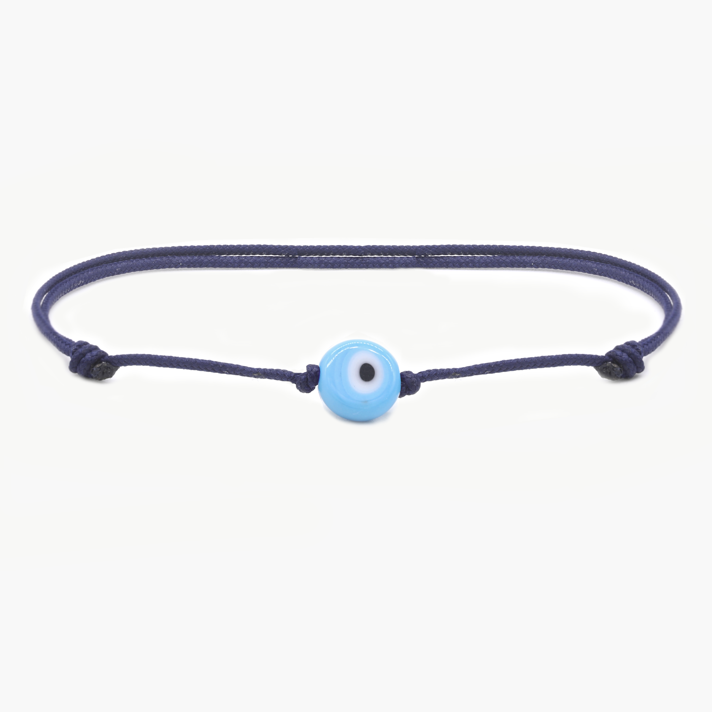 String Bracelet With Evil Eye Glass Bead (Navy Blue)-Bracelet-Kompsós