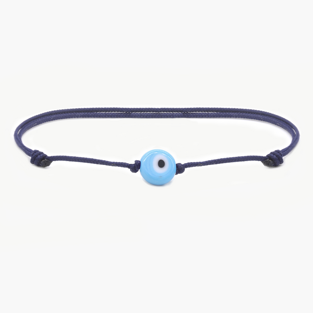 String Bracelet With Evil Eye Glass Bead (Navy Blue)-Bracelet-Kompsós