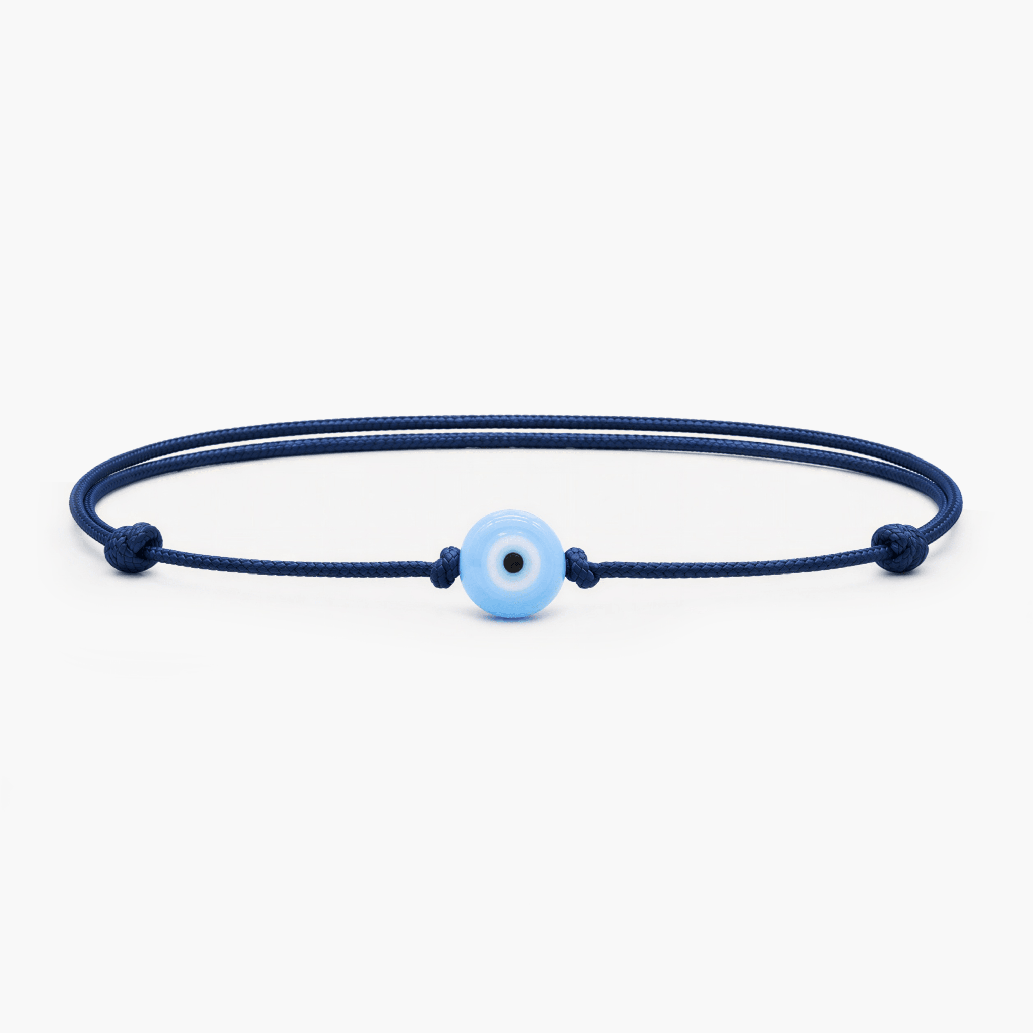 String Bracelet With Evil Eye Glass Bead (Navy Blue)-Bracelet-Kompsós