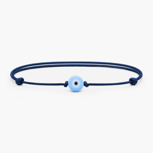 String Bracelet With Evil Eye Glass Bead (Navy Blue)-Bracelet-Kompsós