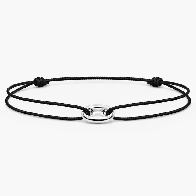 String Bracelet With Mini Silver Charm (Black)-Bracelet-Kompsós