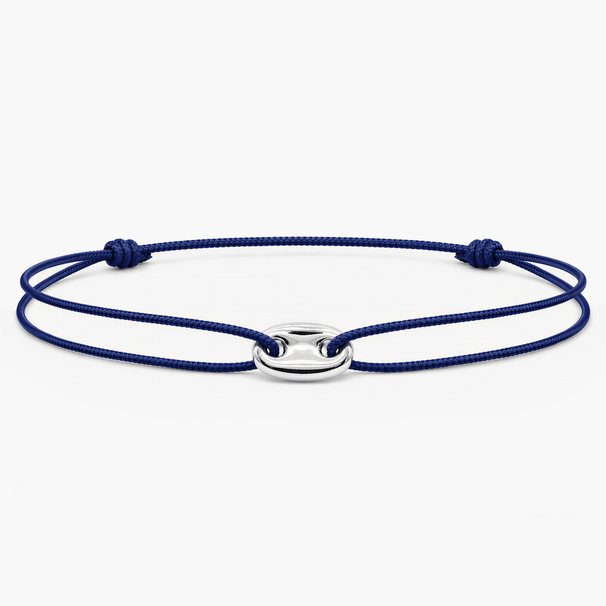 String Bracelet With Mini Silver Charm (Navy Blue)-Bracelet-Kompsós