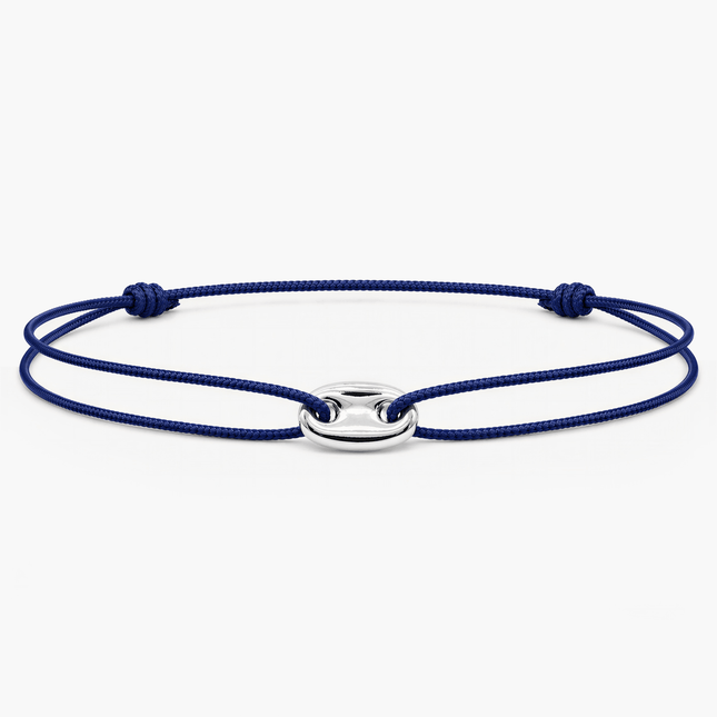 String Bracelet With Mini Silver Charm (Navy Blue)-Bracelet-Kompsós