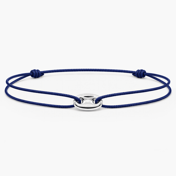 String Bracelet With Mini Silver Charm (Navy Blue)-Bracelet-Kompsós