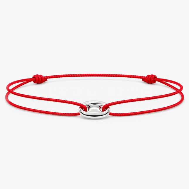 String Bracelet With Mini Silver Charm (Red)-Bracelet-Kompsós