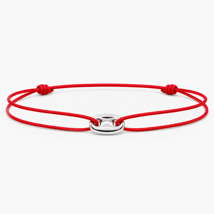 String Bracelet With Mini Silver Charm (Red)-Bracelet-Kompsós
