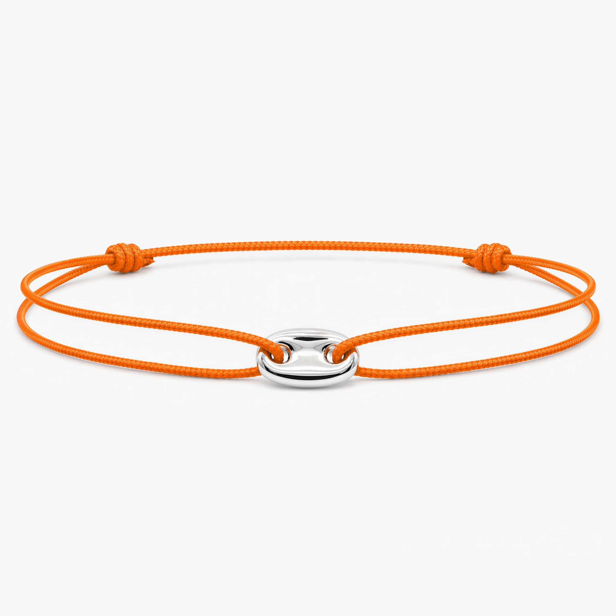 String Bracelet With Mini Silver Charm (Tangerine)-Bracelet-Kompsós