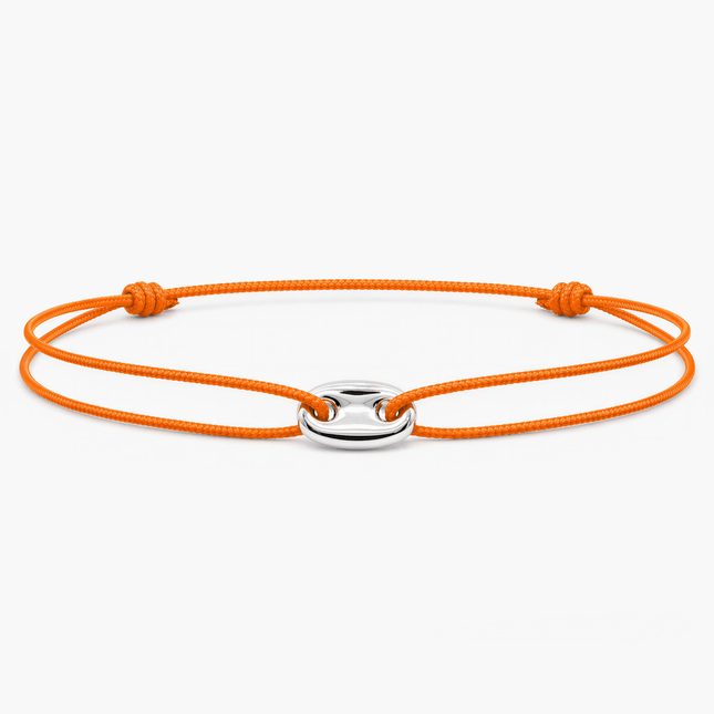 String Bracelet With Mini Silver Charm (Tangerine)-Bracelet-Kompsós