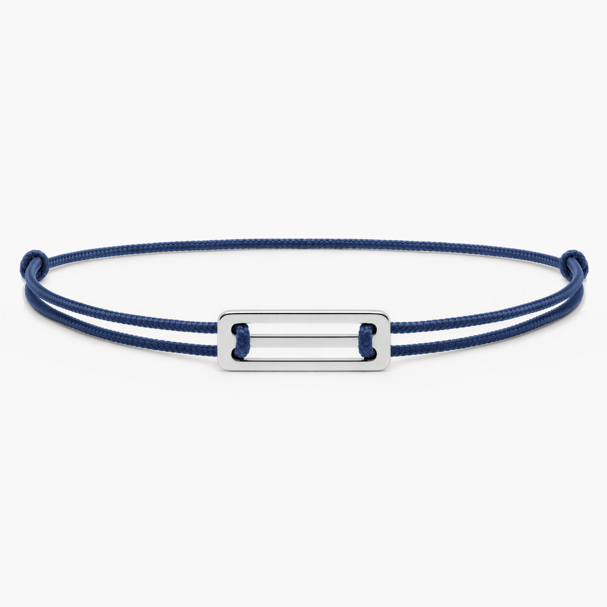 String Bracelet With Silver Bar (Navy Blue)-Bracelet-Kompsós
