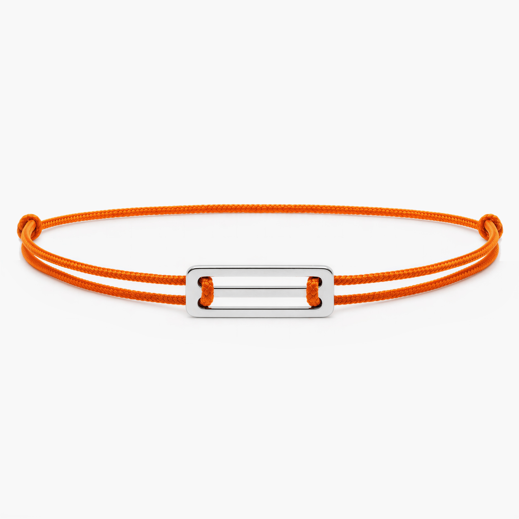 String Bracelet With Silver Bar (Orange)-Bracelet-Kompsós