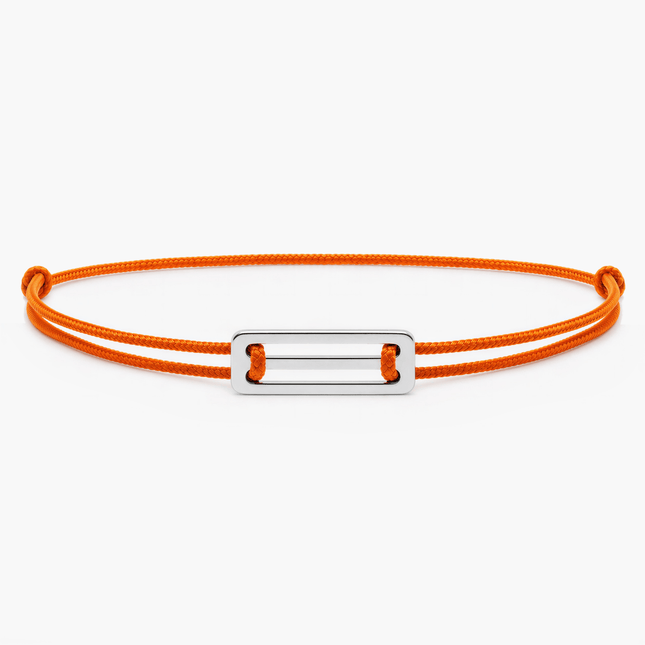 String Bracelet With Silver Bar (Orange)-Bracelet-Kompsós