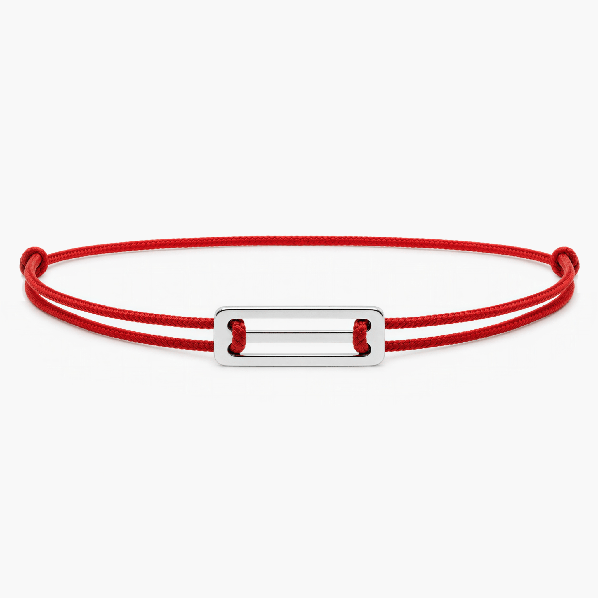 String Bracelet With Silver Bar (Red)-Bracelet-Kompsós