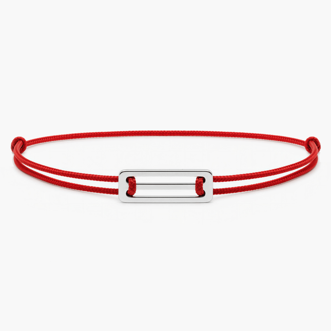 String Bracelet With Silver Bar (Red)-Bracelet-Kompsós