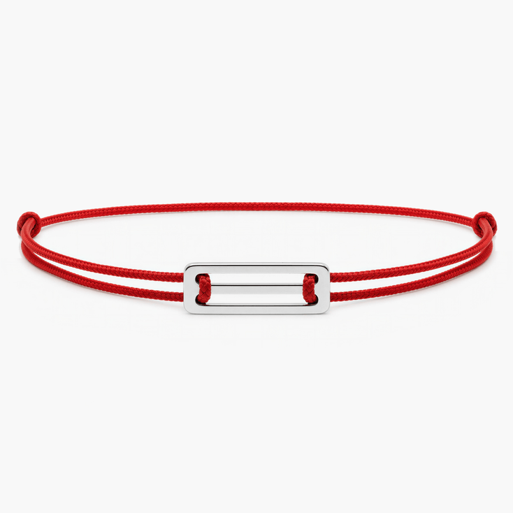 String Bracelet With Silver Bar (Red)-Bracelet-Kompsós