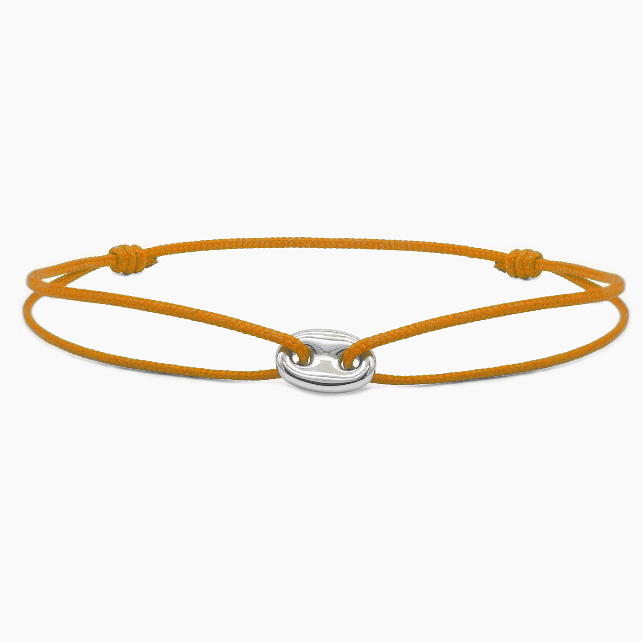 String Bracelet With Silver Charm (Tangerine)-Bracelet-Kompsós