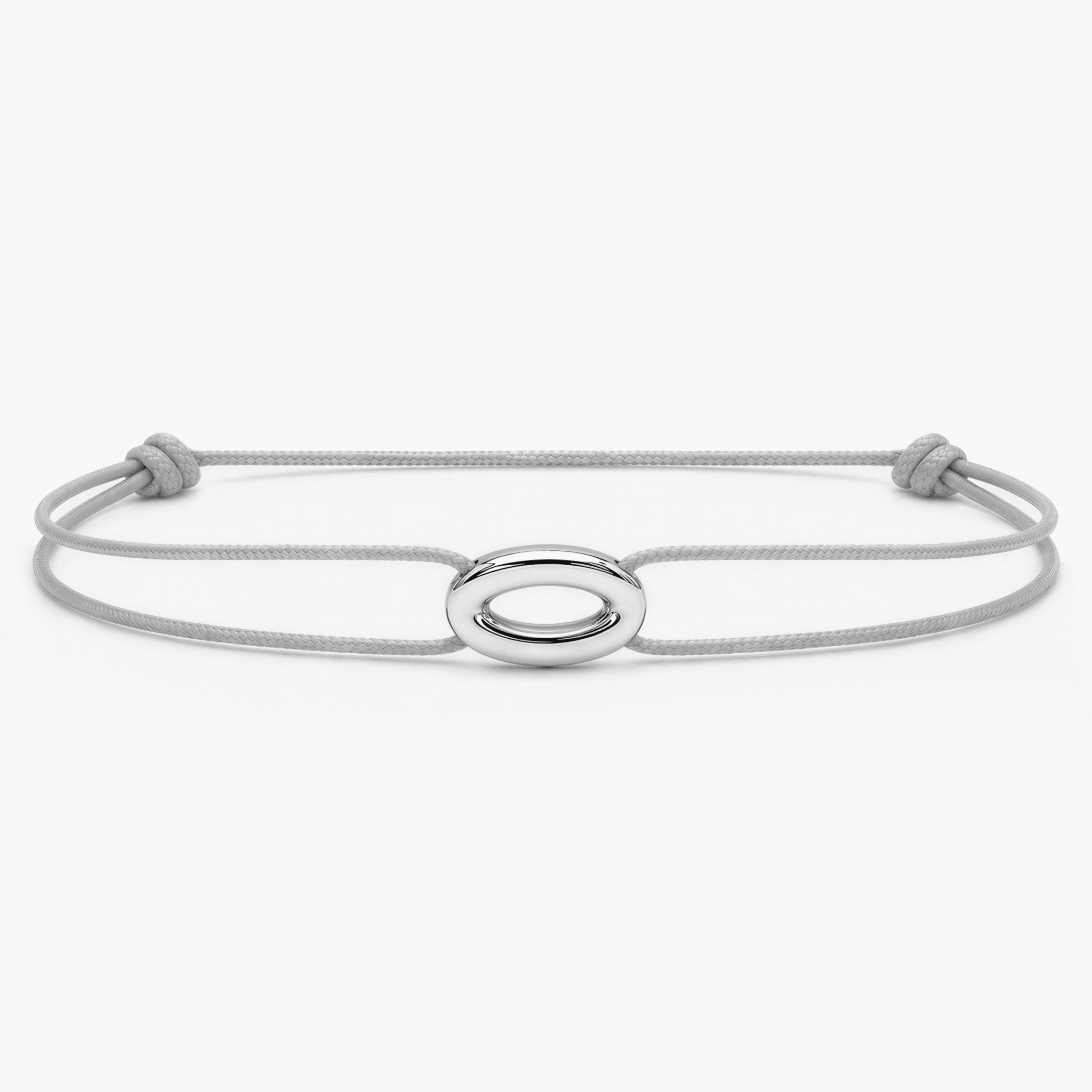 String Bracelet With Silver Hoop (Grey)-Bracelet-Kompsós