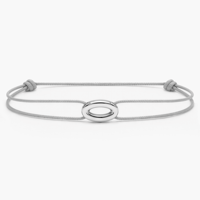String Bracelet With Silver Hoop (Grey)-Bracelet-Kompsós