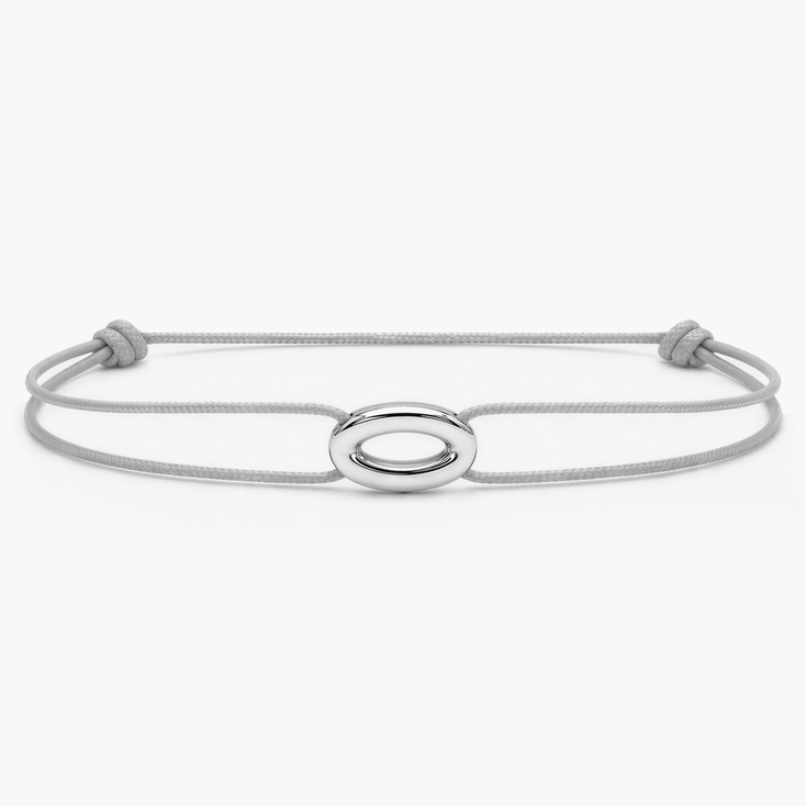String Bracelet With Silver Hoop (Grey)-Bracelet-Kompsós