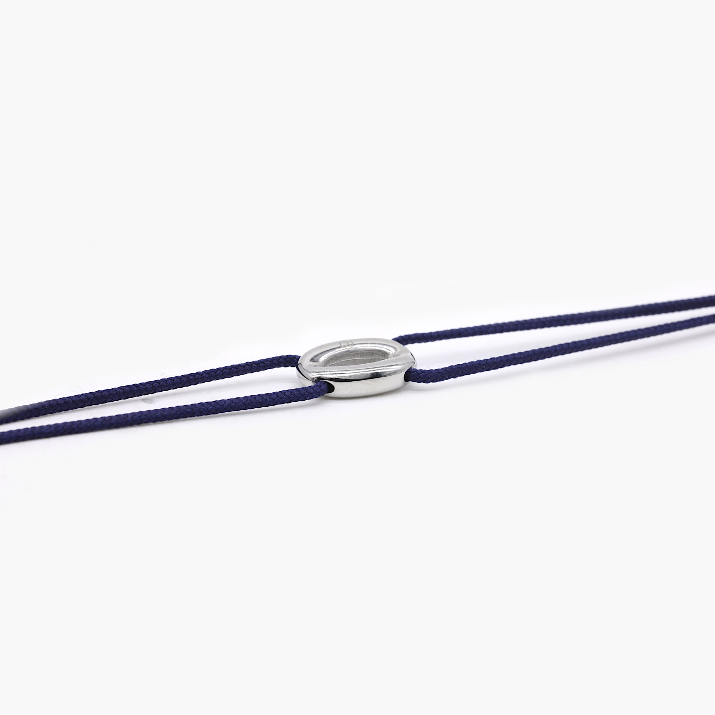 String Bracelet With Silver Hoop (Navy)-Bracelet-Kompsós