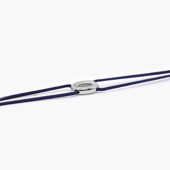 String Bracelet With Silver Hoop (Navy)-Bracelet-Kompsós