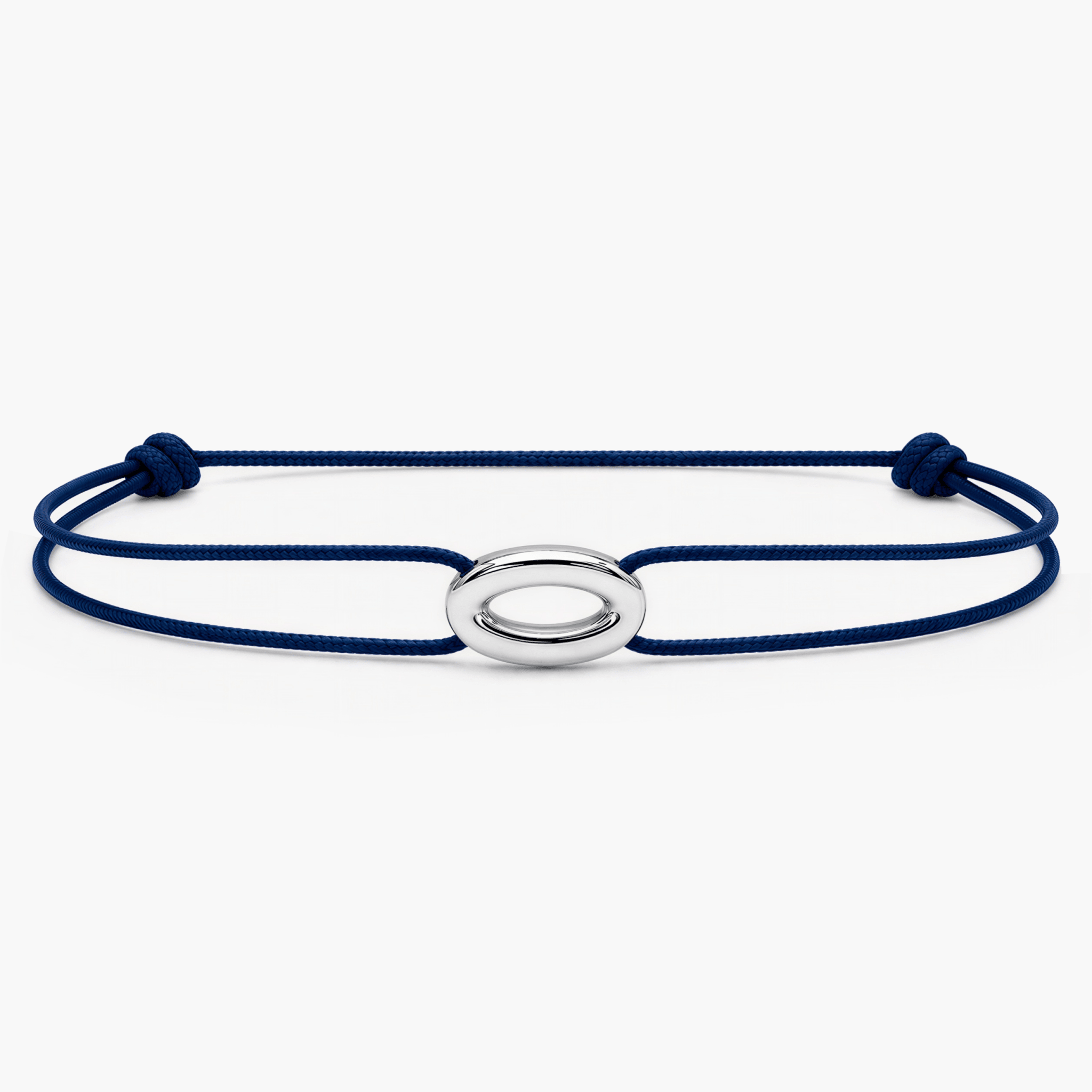 String Bracelet With Silver Hoop (Navy)-Bracelet-Kompsós