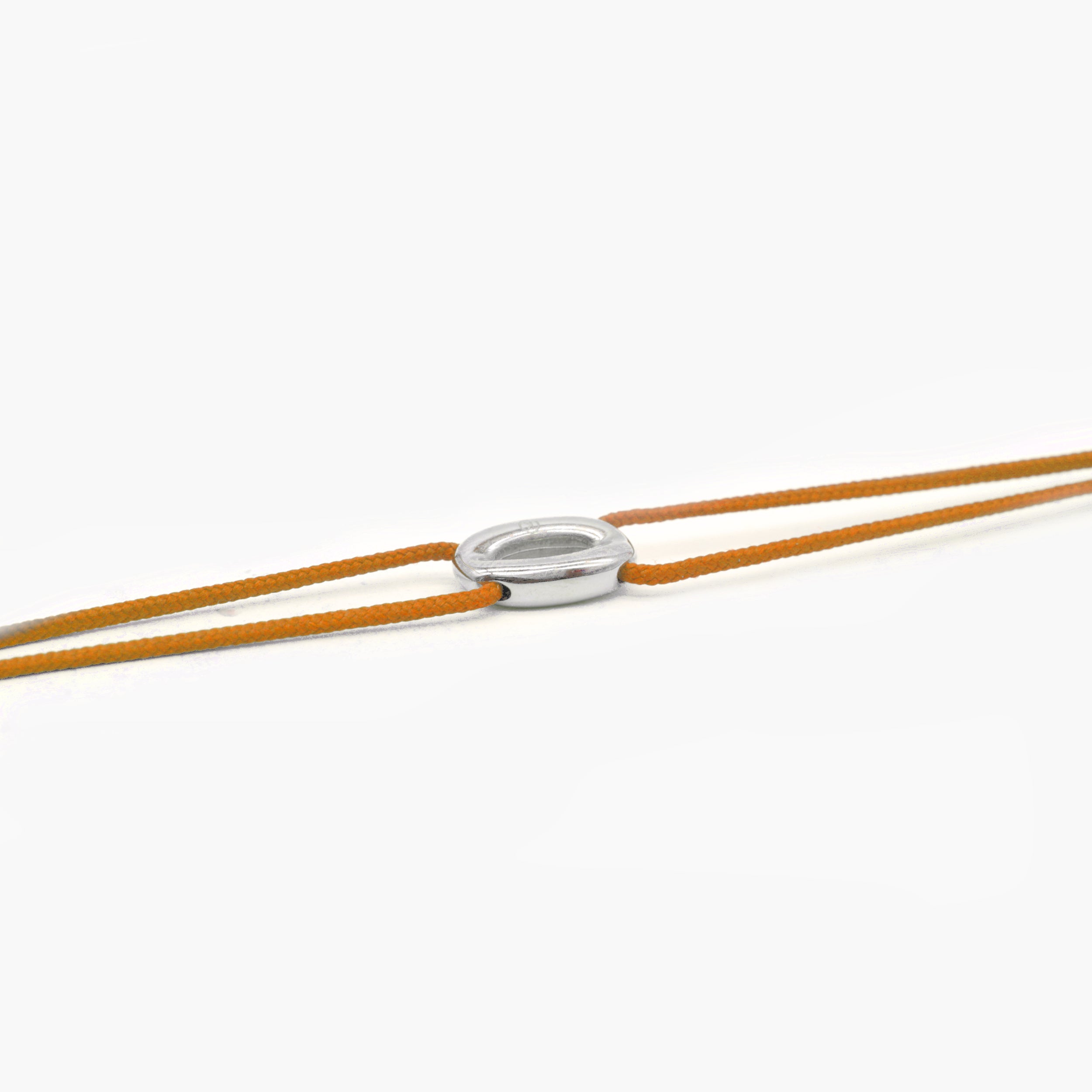 String Bracelet With Silver Hoop (Tangerine)-Bracelet-Kompsós