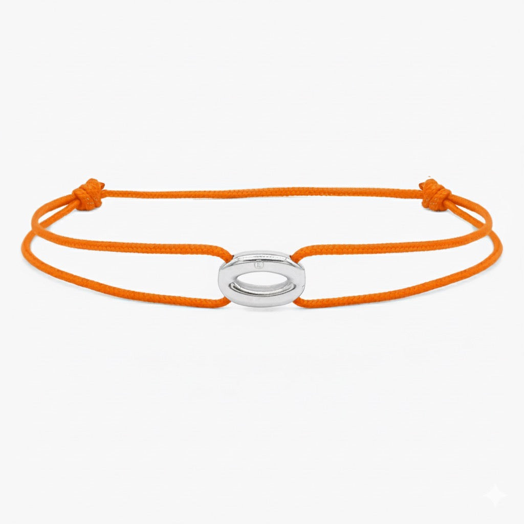 String Bracelet With Silver Hoop (Tangerine)-Bracelet-Kompsós