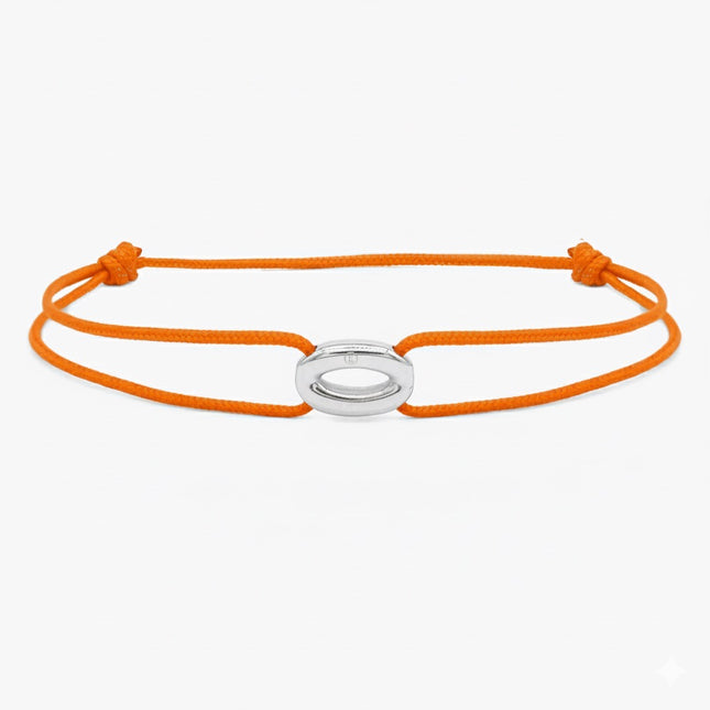 String Bracelet With Silver Hoop (Tangerine)-Bracelet-Kompsós