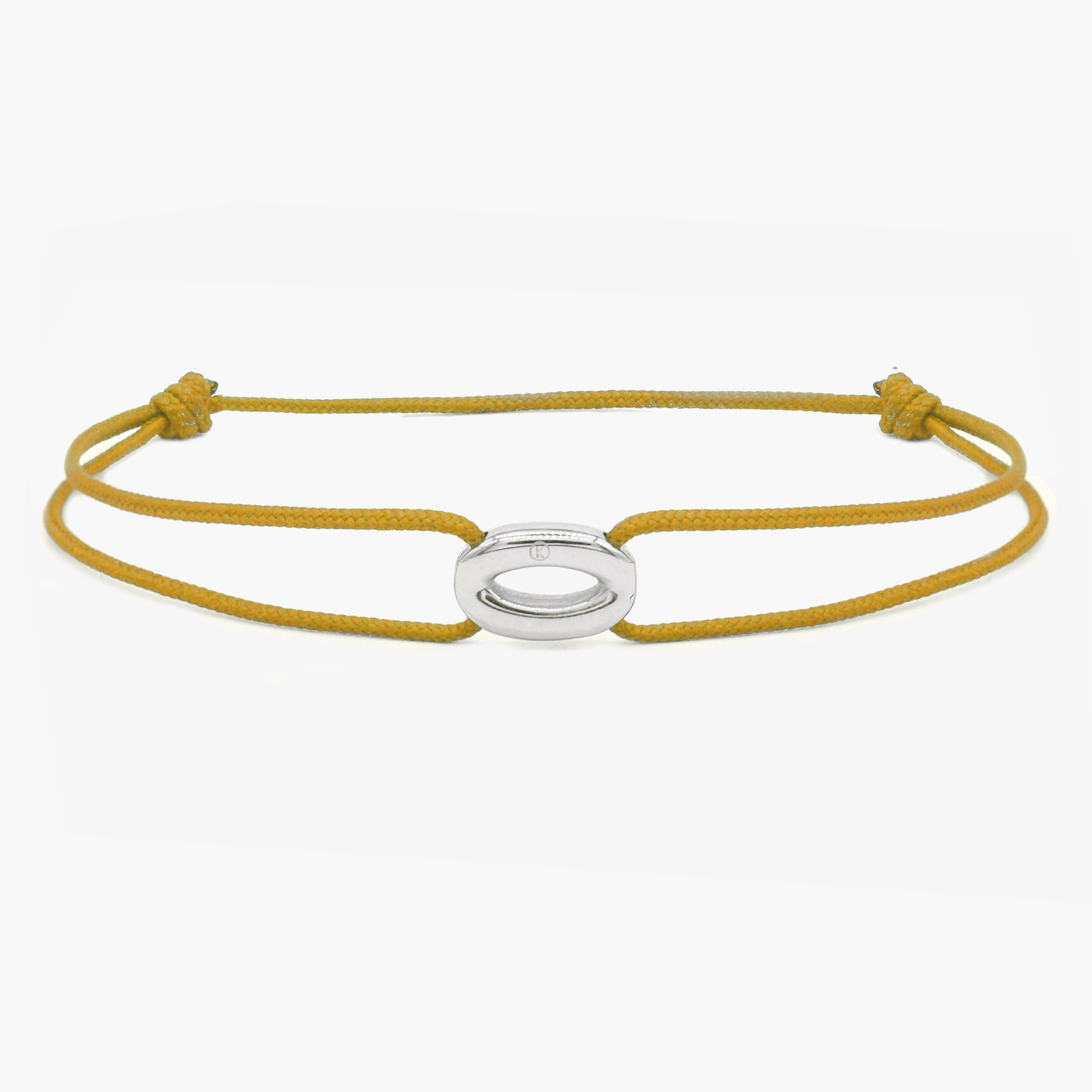 String Bracelet With Silver Hoop (Tangerine)-Bracelet-Kompsós