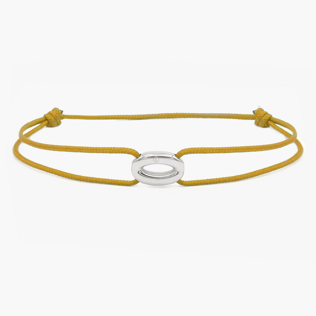 String Bracelet With Silver Hoop (Tangerine)-Bracelet-Kompsós