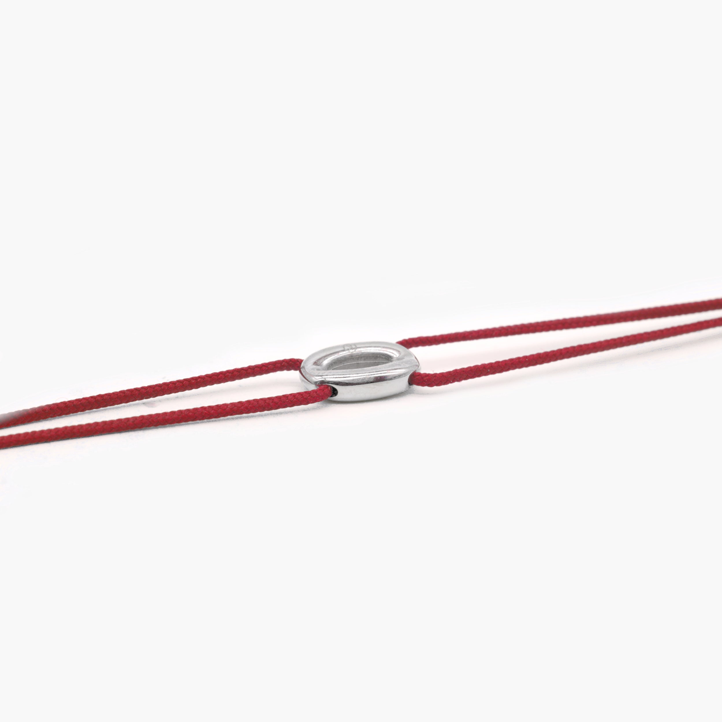 String Bracelet With Silver Hoop (Temple Red)-Bracelet-Kompsós