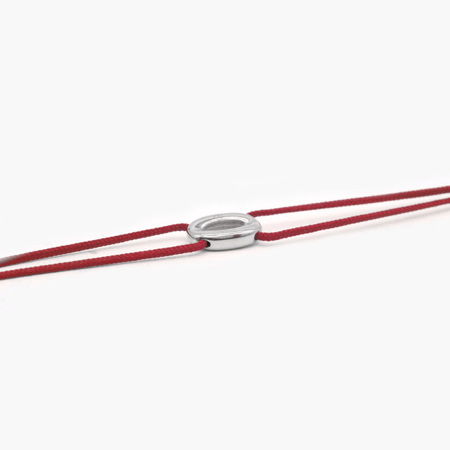 String Bracelet With Silver Hoop (Temple Red)-Bracelet-Kompsós