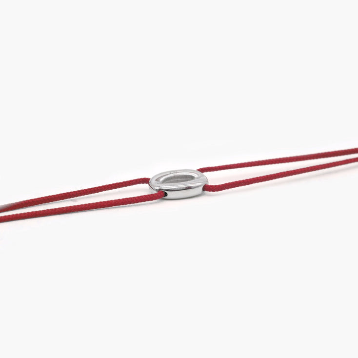 String Bracelet With Silver Hoop (Temple Red)-Bracelet-Kompsós
