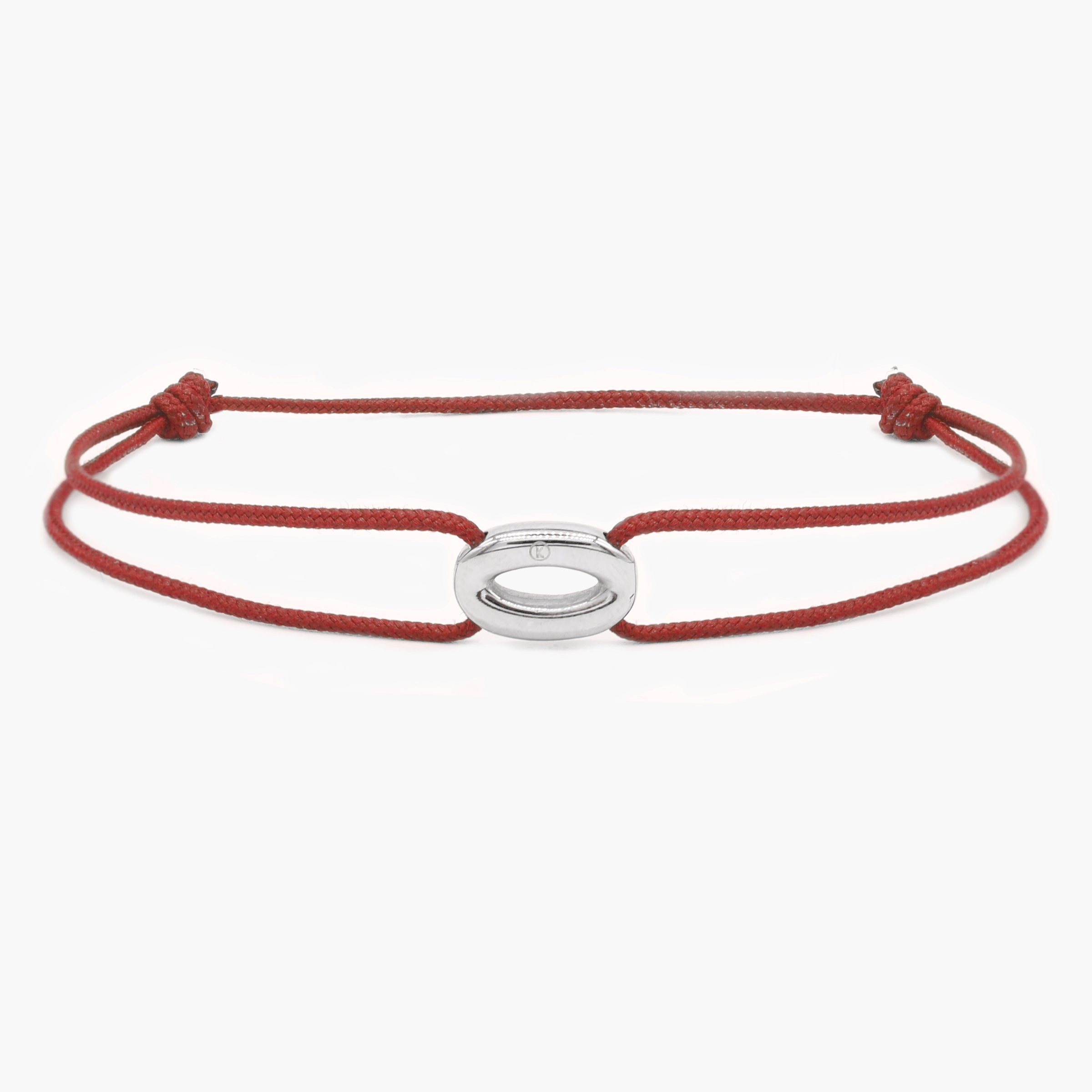 String Bracelet With Silver Hoop (Temple Red)-Bracelet-Kompsós