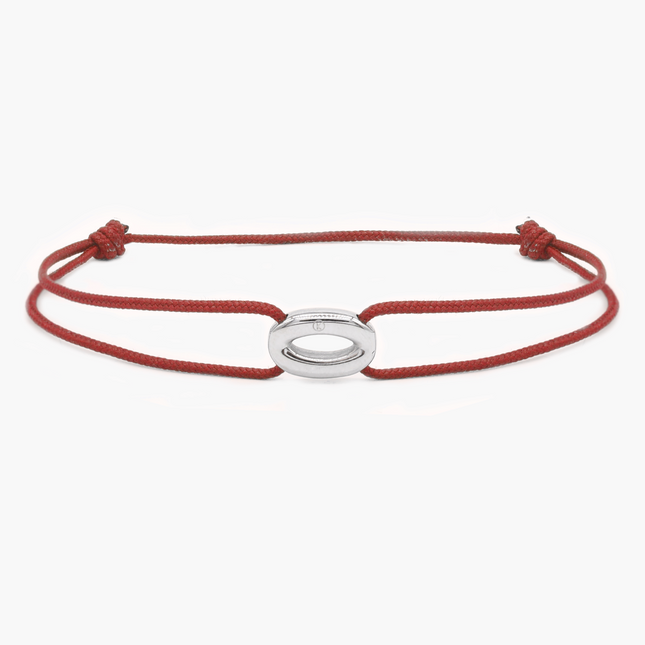 String Bracelet With Silver Hoop (Temple Red)-Bracelet-Kompsós