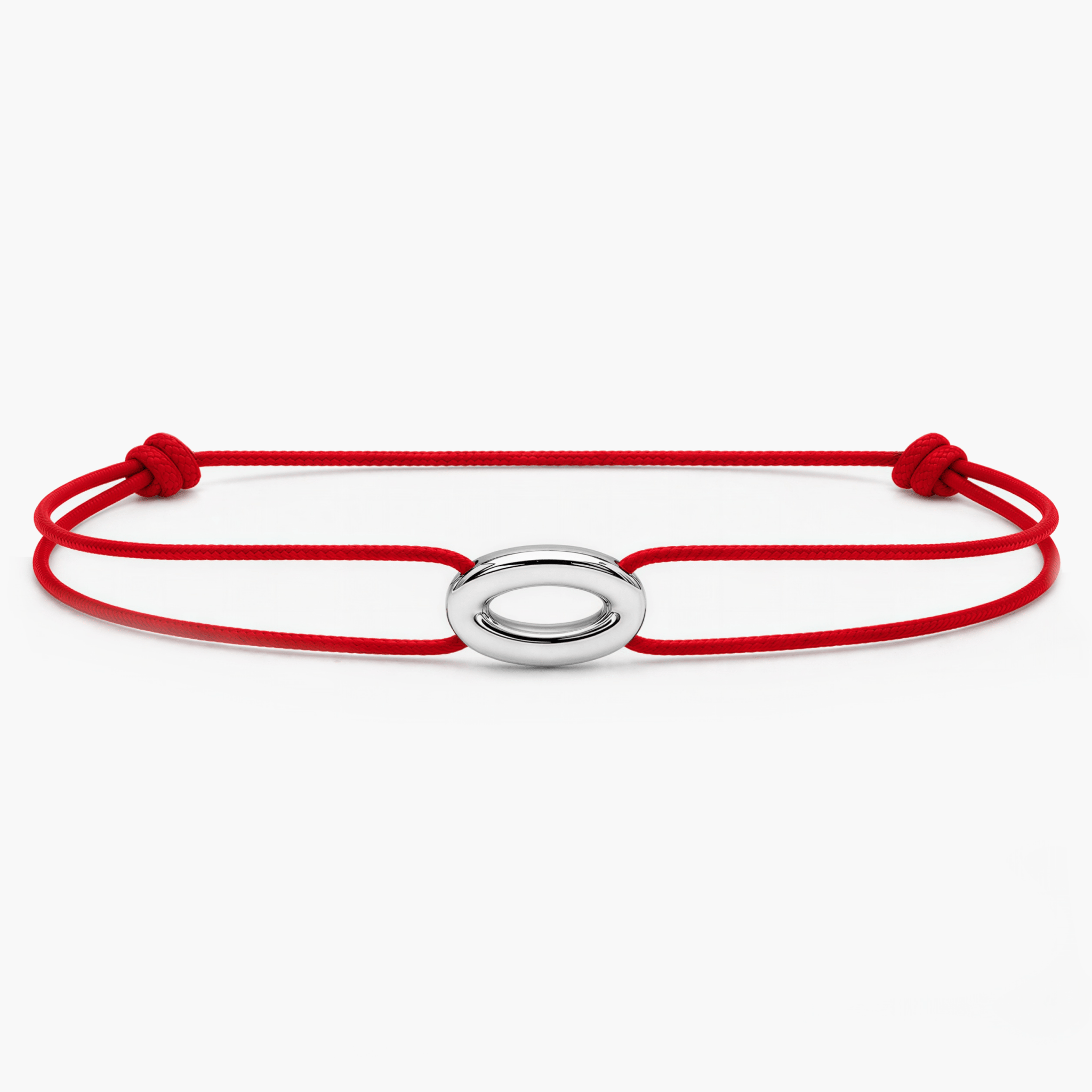 String Bracelet With Silver Hoop (Temple Red)-Bracelet-Kompsós