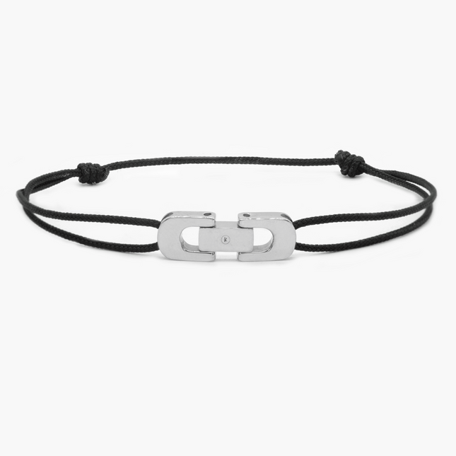 String Bracelet With Silver Mechanism (Black)-Bracelet-Kompsós