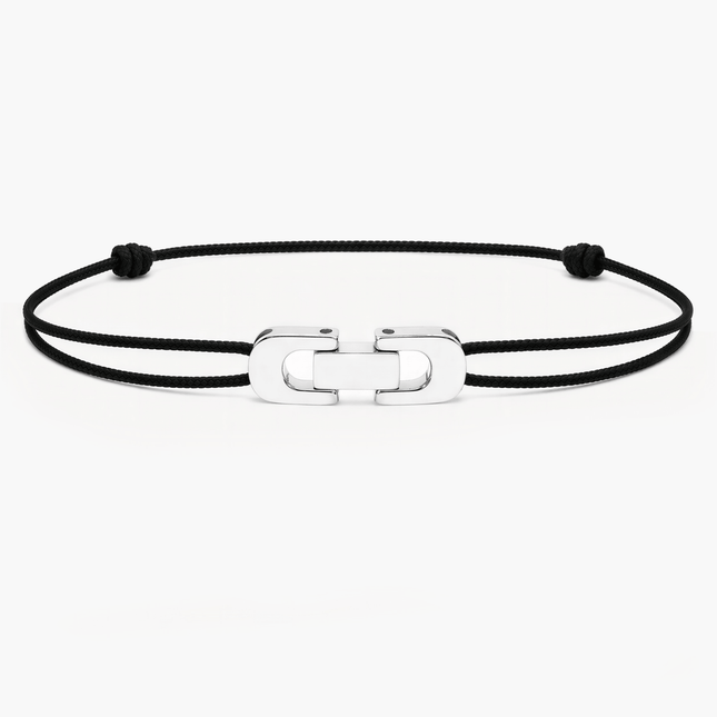 String Bracelet With Silver Mechanism (Black)-Bracelet-Kompsós